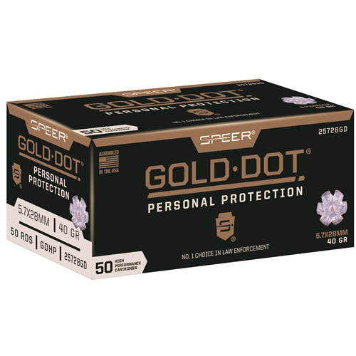 500 Rounds Of Speer Gold Dot 5.7x28mm Ammo 40 Grain Jacketed Hollow Point