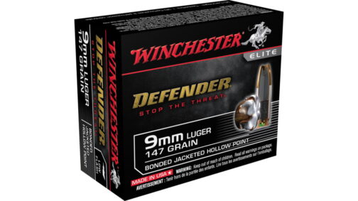 Winchester DEFENDER HANDGUN 9mm Luger 147 grain Bonded Jacketed Hollow Point Brass Cased